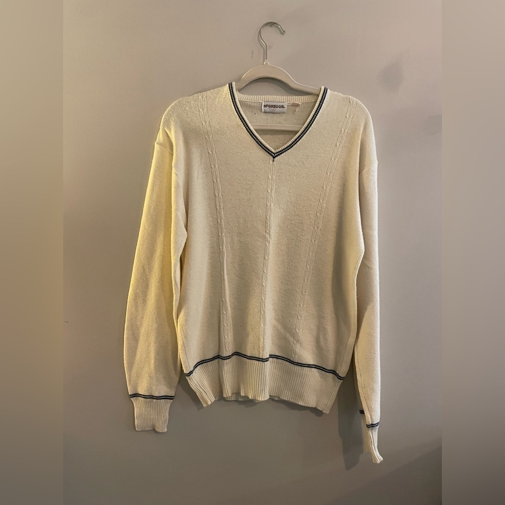 Vintage Mcgregor Cream Golf Sweater with Stripes